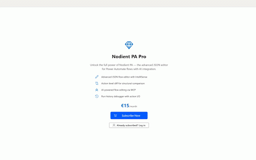 AI Flow Editor for Power Automate (by Nodient) :: Build your Power Automate workflows with AI. Advanced JSON editor with IntelliSense, diff view, run history, and MCP.