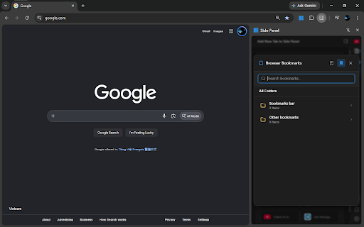 Side Panel: Multitask & Bookmarks :: Multi-task with a persistent sidebar, manage bookmarks, site pinning, isolated tabs, audio controls, and instant web switching.