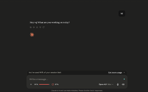 Claude Usage Bar :: See your Claude.ai usage (5-hour session and weekly all-models) in a slim bar under the chat. No sign-in or tokens.