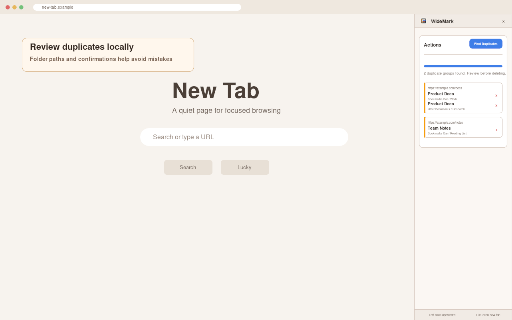 WideMark: Bookmark Side Panel :: A compact bookmark manager in Chrome's side panel. Browse, search, organize, style folders, and find duplicates locally.