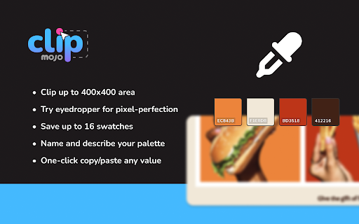 Clip Mojo - Color Palette Manager :: Professional color palette manager with eyedropper, color clipping, harmony generator, and WCAG contrast checker