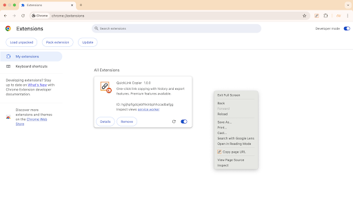 QuickLink Copier :: One-click link copying with history.