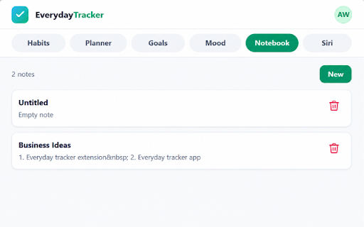EverydayTracker :: Track habits, plan your day, set goals, chat with Siri, and journal from your browser toolbar.