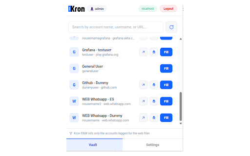 Kron Web Password Filler :: Fills web login forms with credentials from your Kron PAM Password Vault.