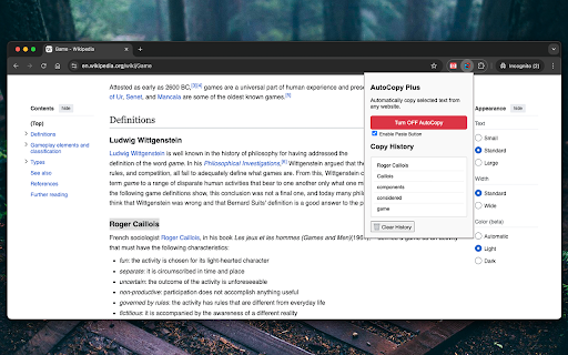 AutoCopy Plus :: Automatically copy selected text from any website.