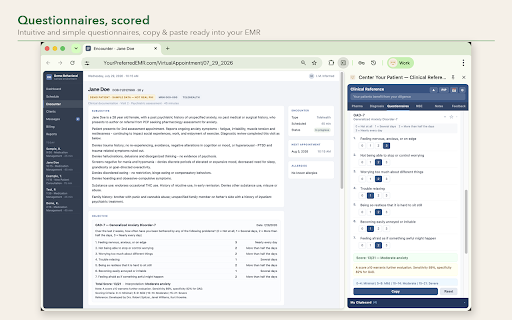 Center Your Patient — Clinical Reference :: Clinical reference for telehealth behavioral-health providers: medications, screening tools, MSE, diagnostic criteria and consent.