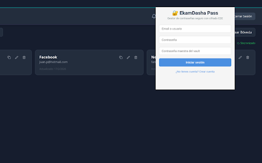 EkamDasha Pass :: Password manager with E2E encryption + Shield site security scanner