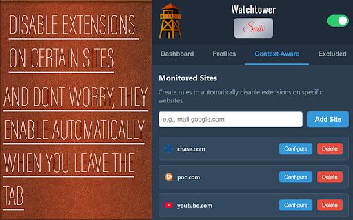 Watchtower - Extension watcher & Helper :: Monitors extension permissions and activity to protect your privacy.