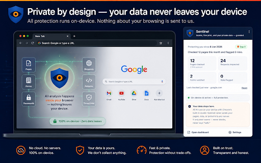 Sentinel — Scam Blocker, Phishing & Privacy Protection :: On-device scam & phishing protection. Warns about risky sites and stops data leaks — private, nothing leaves your device.