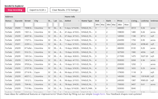 Goodzillo Explorer - Zillow data export to Excel :: Easily export property listings from Zillow to XLSX
