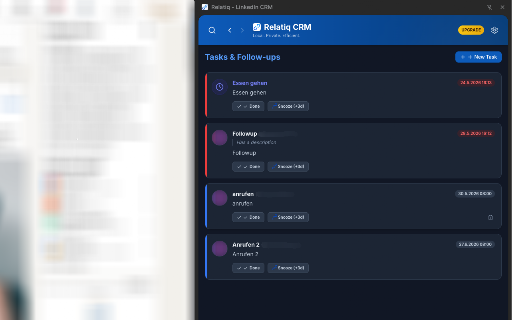 Relatiq - CRM for LinkedIn :: Manage LinkedIn contacts locally, organize pipelines, set follow-ups, and use message templates. 100% private & secure.