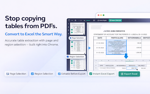 Convert PDF to Excel. Extract PDF Tables to XLS :: Convert PDF to Excel. PDF to XLS converter. Convert entire page or select specific tables with inline edit and preview.