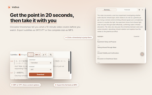 VidDub — Video Dubbing, Translate & Dub :: Real-time AI dubbing across many video platforms and your own files. It reads the topic first, so terminology stays correct.