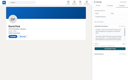 Vantage LinkedIn :: Vantage sales outreach integration for LinkedIn