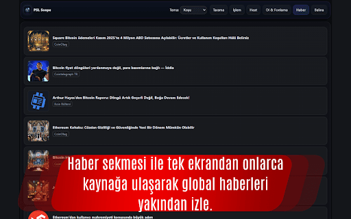 PSL Scope :: Tarama • İşlem • Heat • OI & Fonlama • Haber • Alarm — kurumsal ve akıcı panel.