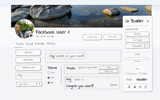 UI Builder – Mockup Tool :: UI wireframes in Chrome. Drag sketch-style elements, resize, and screenshot easily.