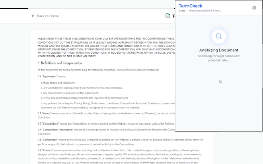 TermCheck - AI Legal Assistant :: Analyze Terms of Service, Privacy Policies, and Contracts for red flags.