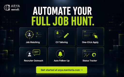 Arya by Mentoria: One-Click AI Autofill for Indian Job Portals :: Autofill job applications on LinkedIn, Internshala, Indeed, Lever and Workday using your Arya profile.