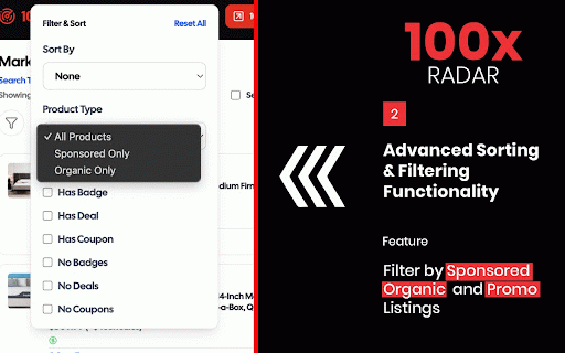 100x Radar :: Professional Amazon product research tool with bulk ASIN analysis and insights.