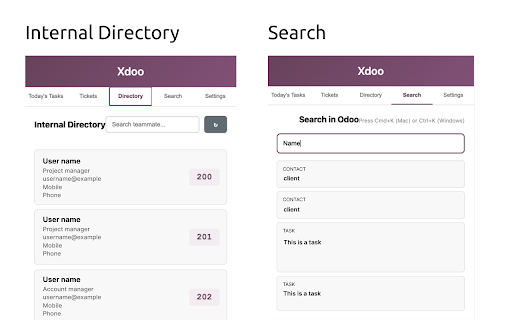Xdoo - Odoo Helper Extension :: Extensión para conectar con Odoo y gestionar tareas, tiempos y búsquedas