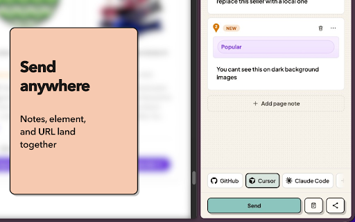 Pin and Send :: Pin feedback on any experience and send to your team or your AI.