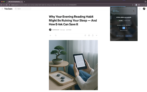 Zen Reading - Send to Kindle (Smart AI Summarization) :: 📚 Clip articles & YouTube with one click, get AI summaries at five levels, delivered ad‑free to Kindle or Google Drive.