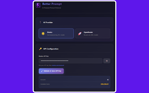 Better Prompt - AI-powered prompt enhancer :: Turn rough ideas into detailed prompts with one click. Works on ChatGPT, Claude, Perplexity, DeepSeek & almost any Ai website.