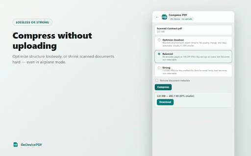 OnDevicePDF - Offline PDF Tools: Merge, Split & Compress :: Merge, split, rotate, reorder & compress PDFs, ask questions, view PDFs - 100% on-device in your browser. No uploads, no account.