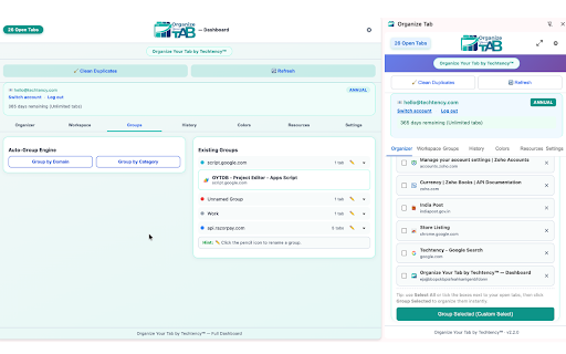 Organize Your Tab by Techtency™ :: Organize, group, and manage unlimited tabs with workspaces, AI titles, and smart features