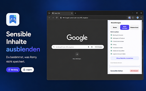 Remy Tab AI :: KI-Tab-Assistent zum Speichern, Organisieren und Durchsuchen deiner offenen und gespeicherten Browser-Tabs.