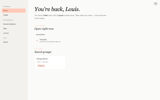 TabLobby :: Organize your tabs into collections. See where you left off every time you open a new tab.