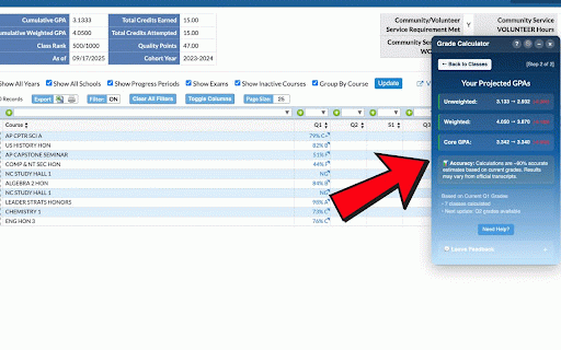 Focus Grade Calculator :: Secure floating grade calculator for Focus gradebook with enhanced privacy protection.