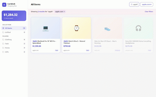 Cartdock :: Your personal shopping hub. Save products from any store with one click.