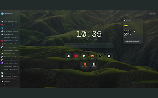 Extended Page | New Tab Homepage :: A beautiful new tab (homepage) page with widgets that can be powered by Extended History extension as option