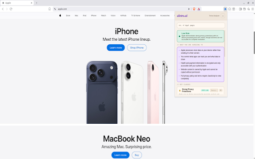 aletro.ai - Terms Decoder :: Decodes Terms & Conditions as you browse - see the risks, key clauses, and a plain-language verdict before you click "I Agree".