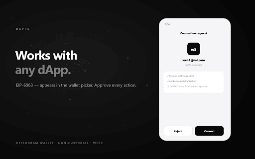 Heylogram Wallet :: Self-custody Web3 wallet — send to readable names instead of long addresses, manage your tokens and NFTs, keys stay with you.