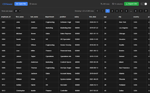 CSViewer :: View, edit and export CSV files with light/dark mode support