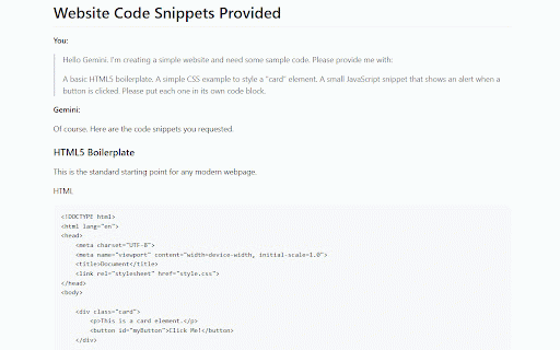 Simple Exporter for Gemini™ :: Export Gemini chats to HTML, JSON, and Markdown with a single click.