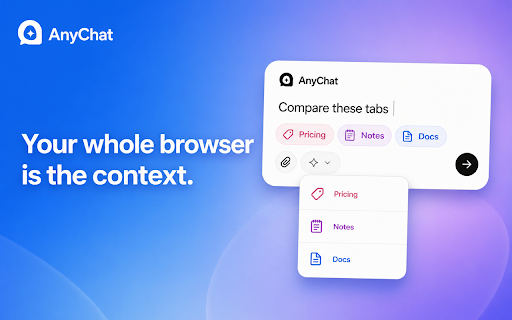 AnyChat: AI-Powered Browsing: ChatGPT, Claude, DeepSeek, Gemini, Grok :: Type once and send to ChatGPT, Claude, Gemini, DeepSeek, Grok, and more—using the accounts already signed in to your browser.