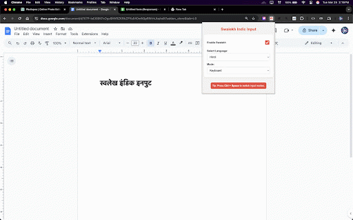Swalekh Indic Input :: Enables typing in Odia, Hindi, Bengali(Bangla), Marathi, Malayalam, Kannada, Telugu, Tamil, Punjabi, Urdu, Gujarati, Assamese