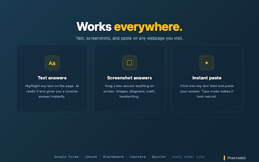 PhantomAI - Instant AI Answers :: Get AI-powered answers for anything on your screen. Highlight text, select images, or ask questions instantly from any webpage.