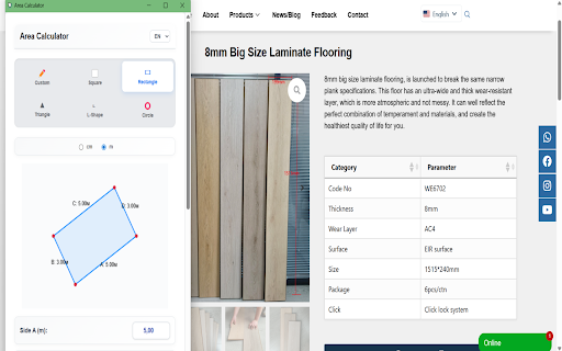 Area Calculator :: Calculating the area of various shapes