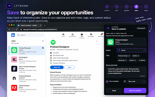 Save to Lytdash :: Review and save job postings from supported sites to Lytdash.