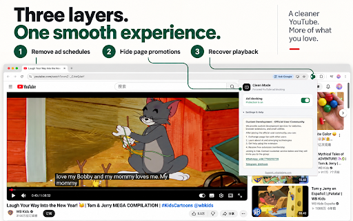 YouTube™ automatically removes ads :: Auto-skip ads, cinematic mode, permanent progress bar and many custom YouTube player themes.