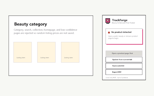Beauty & Skincare Price Tracker :: Track beauty, skincare, makeup, haircare, and fragrance prices locally with a simple 5-item watchlist.