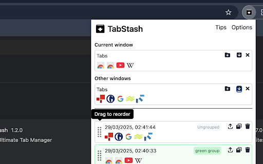 TabStash :: Tab Groups, Saved & Restored