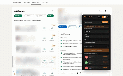 Reordinal Linkedin Resume Exporter :: Export applicants from LinkedIn directly into Reordinal ATS platform