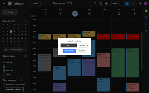 Google Calendar Bulk Edit :: A Chrome extension to bulk move or bulk delete Google Calendar events. Feedback/Bug reports are welcome! Link in popup.