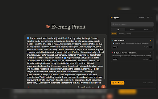Copydeck :: Save, organize, search, and reuse AI prompts locally across ChatGPT, Claude, Perplexity, and Gemini.