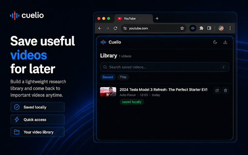 Cuelio — Transcript Search & AI for YouTube™ :: Find moments in YouTube™ videos with transcript search, AI answers, and one-click timestamp jumps.